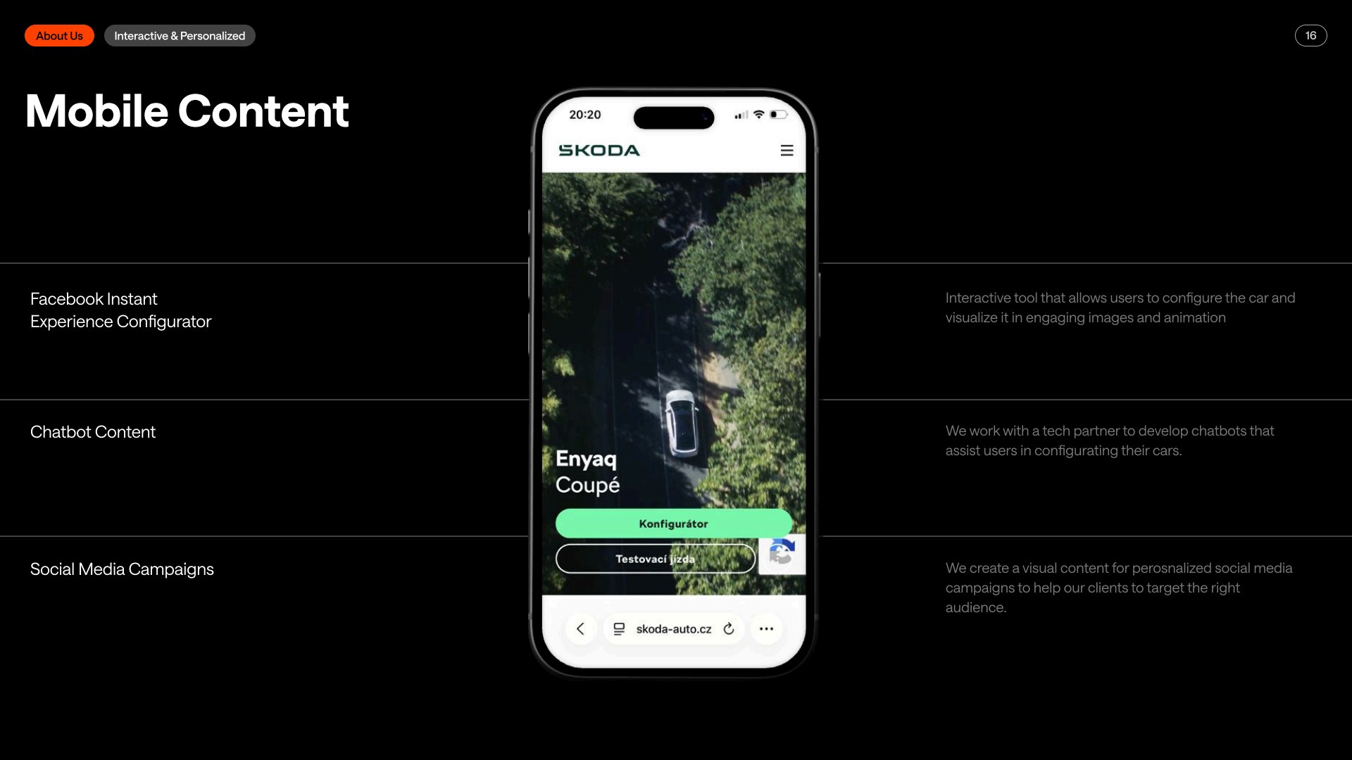Mobile content slide
